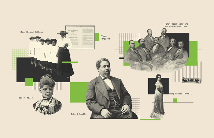 Collage of prominent figures from United States' Reconstruction period.